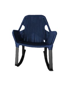 Cadeira de Balanço Athenas Corda Náutica Base em Alumínio Preto/azul Marinho