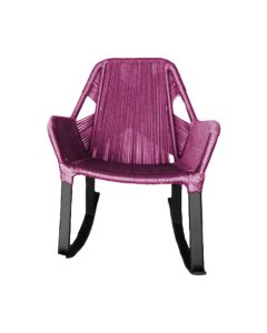Cadeira de Balanço Athenas Corda Náutica Base em Alumínio Preto/rosa