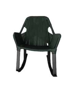 Cadeira de Balanço Athenas Corda Náutica Base em Alumínio Preto/verde Musgo