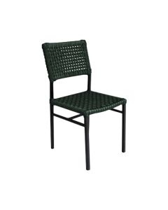 Cadeira França Corda Náutica Base em Alumínio Preto/verde Musgo