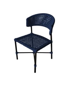 Cadeira Hortz Corda Náutica Base em Alumínio Preto/azul Marinho