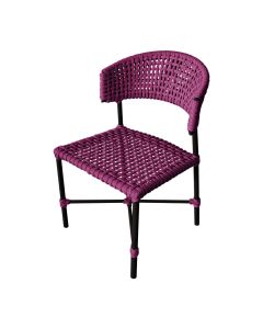 Cadeira Hortz Corda Náutica Base em Alumínio Preto/rosa