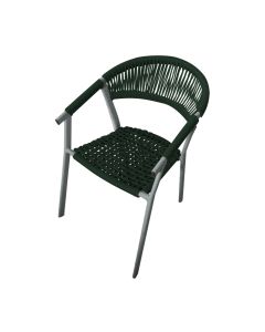 Cadeira Decorativa Joana em Corda Náutica e Base em Alumínio Cinza/verde Musgo