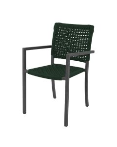 Cadeira Marília Corda Náutica Base em Alumínio Preto/verde Musgo