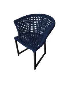 Cadeira Salinas Corda Náutica Base em Alumínio Preto/azul Marinho