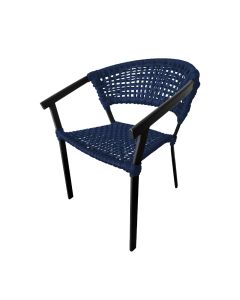 Cadeira Sofia Corda Náutica Base em Alumínio Preto/azul Marinho