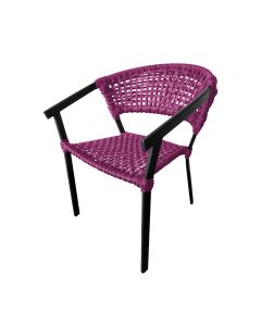 Cadeira Sofia Corda Náutica Base em Alumínio Preto/rosa