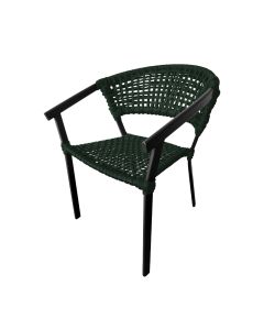 Cadeira Sofia Corda Náutica Base em Alumínio Preto/verde Musgo