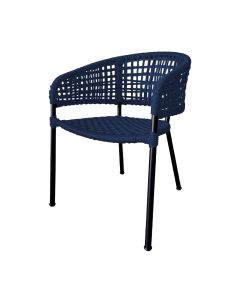 Cadeira Sol Corda Náutica Base em Alumínio Preto/azul Marinho