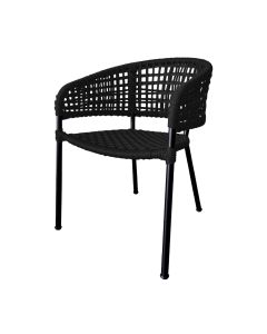 Cadeira Sol Corda Náutica Base em Alumínio Preto/preto