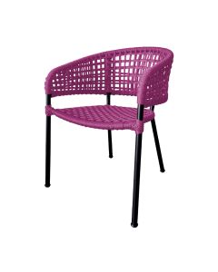 Cadeira Sol Corda Náutica Base em Alumínio Preto/rosa