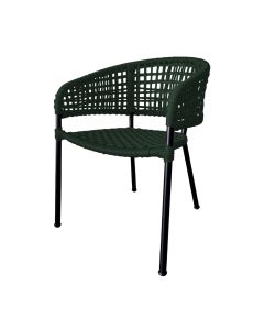 Cadeira Sol Corda Náutica Base em Alumínio Preto/verde Musgo