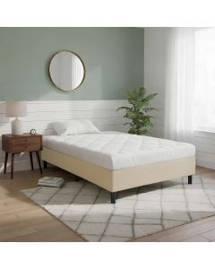 Base Box para Cama Solteiro 188x88 Tecido Suede Bege