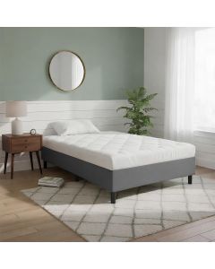 Base Box de Cama Solteiro 188x88 Tecido Suede Cinza