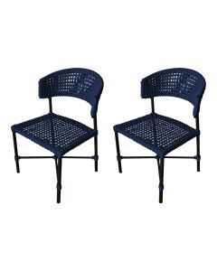 Kit 2 Cadeiras Hortz Corda Náutica Base em Alumínio Preto/azul Marinho