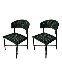 Kit 2 Cadeiras Hortz Corda Náutica Base em Alumínio Preto/verde Musgo