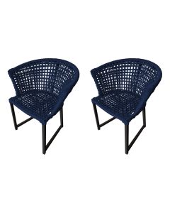 Kit 2 Cadeiras Salinas Corda Náutica Base em Alumínio Preto/azul Marinho
