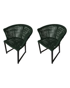 Kit 2 Cadeiras Salinas Corda Náutica Base em Alumínio Preto/verde Musgo