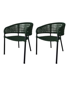 Kit 2 Cadeiras Sol Corda Náutica Base em Alumínio Preto/verde Musgo