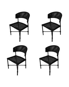 Kit 4 Cadeiras Hortz Corda Náutica Base em Alumínio Preto/preto