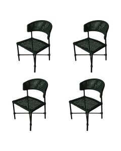 Kit 4 Cadeiras Hortz Corda Náutica Base em Alumínio Preto/verde Musgo