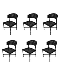 Kit 6 Cadeiras Hortz Corda Náutica Base em Alumínio Preto/preto
