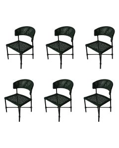 Kit 6 Cadeiras Hortz Corda Náutica Base em Alumínio Preto/verde Musgo