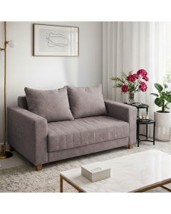 Sofá Namoradeira Requinte 1.40m Bege 2 Lugares Estofado com Fibra Siliconada e Design Elegante