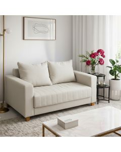 Sofá Namoradeira Requinte 1.40m 2 Lugares Estofado com Fibra Siliconada Design Moderno Branco