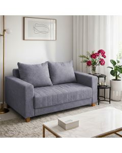 Sofá Namoradeira Requinte 1.40m 2 Lugares Estofado com Fibra Siliconada e Design Elegante Cinza