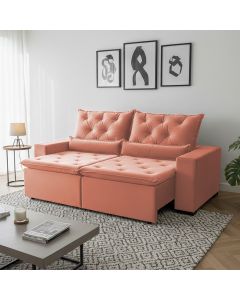 Sofá Retrátil Confort Suede Laranja 150m Reclinável com Dois Módulos Milão Laranja