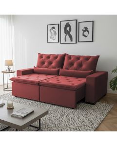 Sofá Retrátil Design 150m Suede de Alta Qualidade Retrátil Reclinável 2 Módulos Milão Terracota