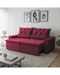 Sofá Retrátil Design 150m Suede de Alta Qualidade Reclinável 2 Módulos Milão Vermelho
